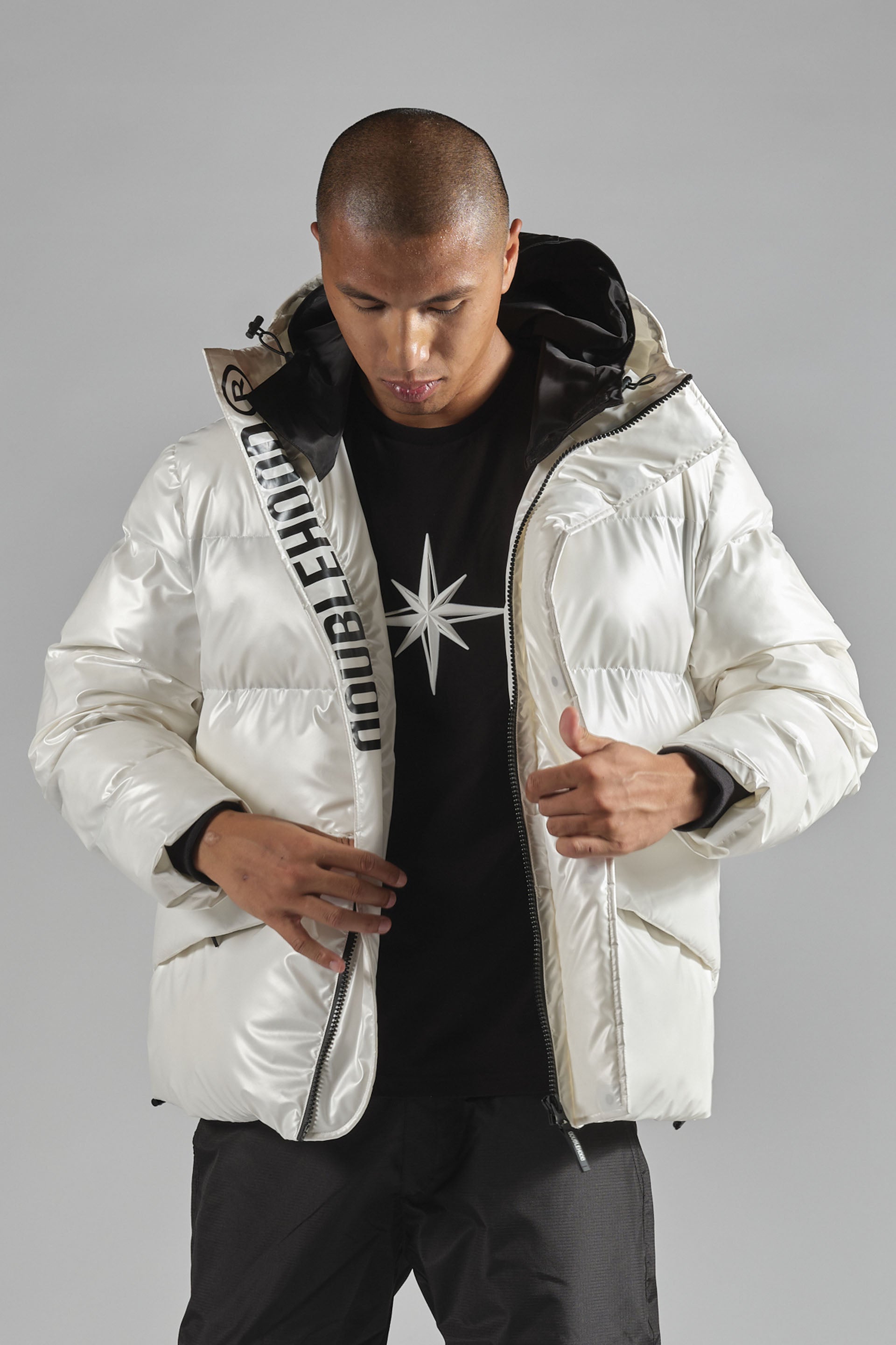 Doudoune zippée coupe-vent blanc DOUBLEHOOD