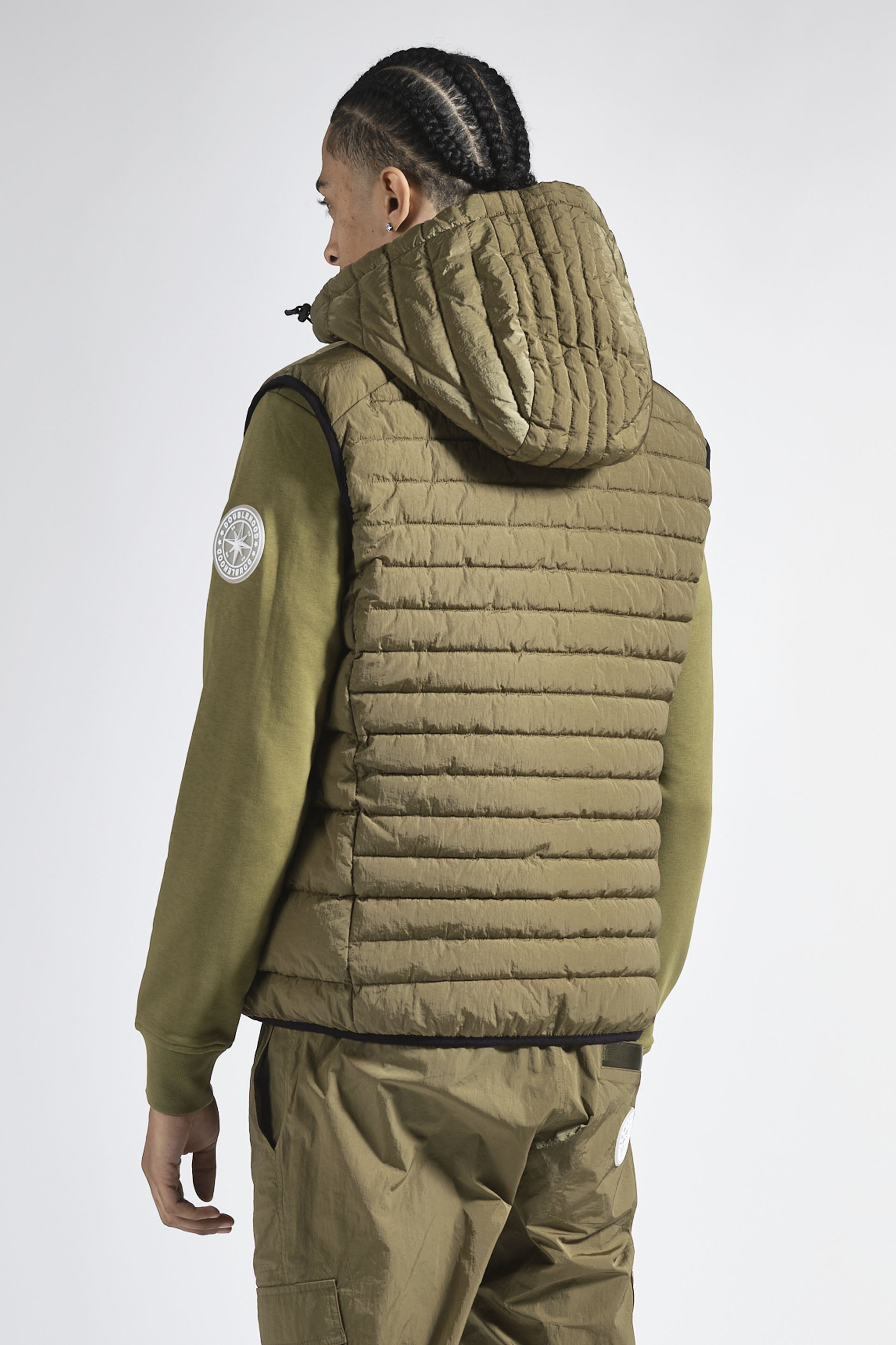 Veste sans manche kaki avec capuche DOUBLEHOOD - Streetwear