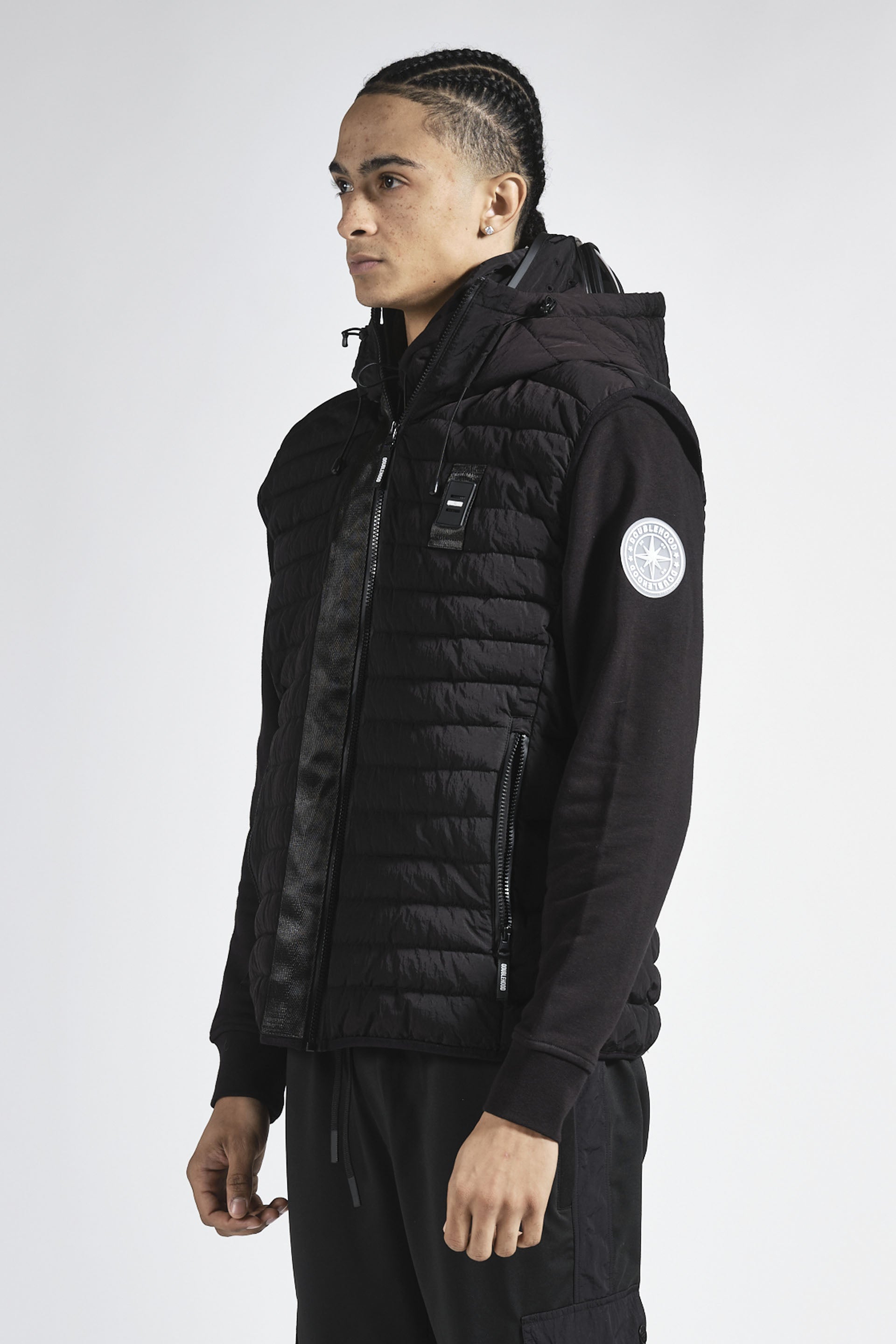 Veste sans manche noir avec capuche DOUBLEHOOD - Streetwear