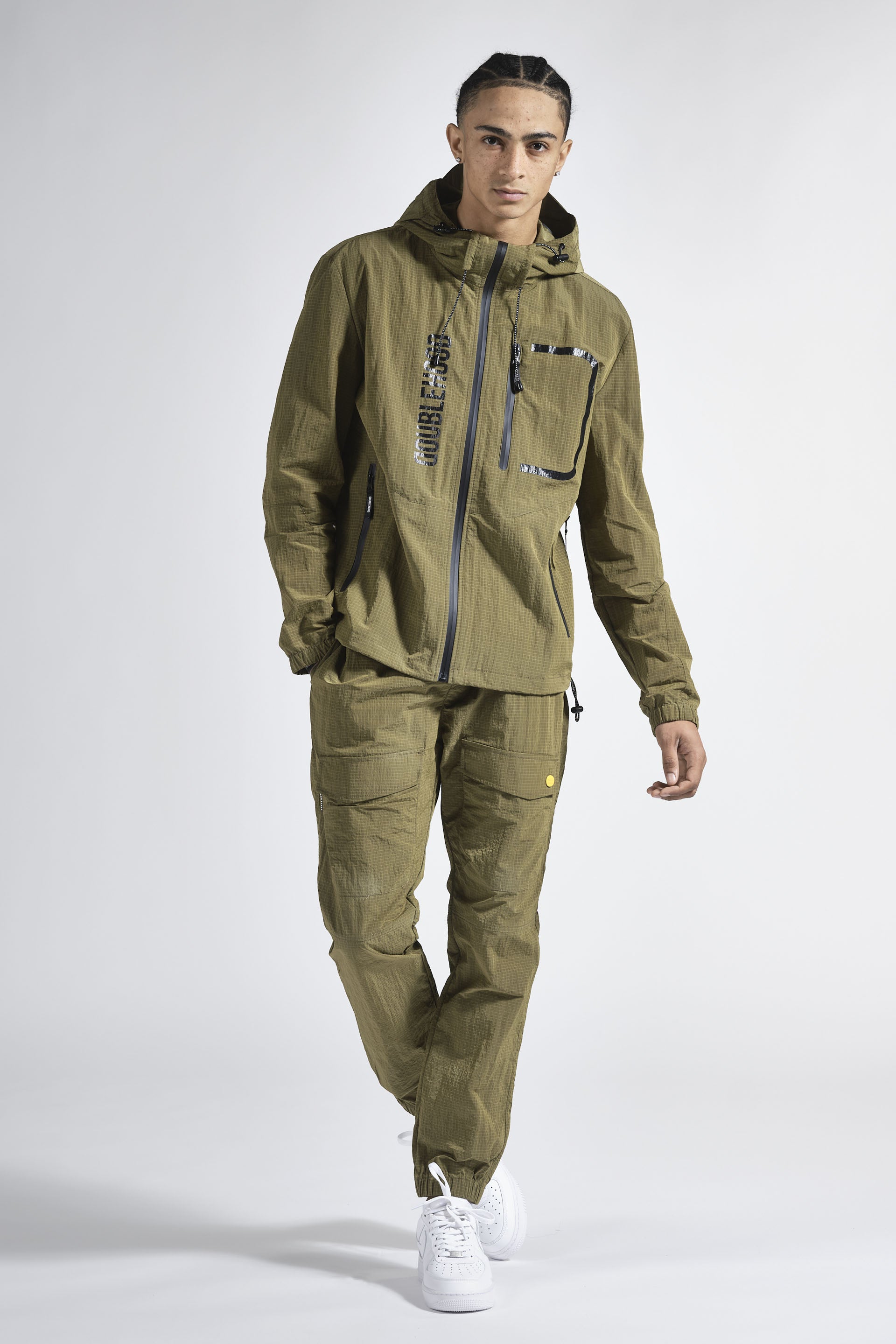 Veste zippée kaki homme DOUBLEHOOD