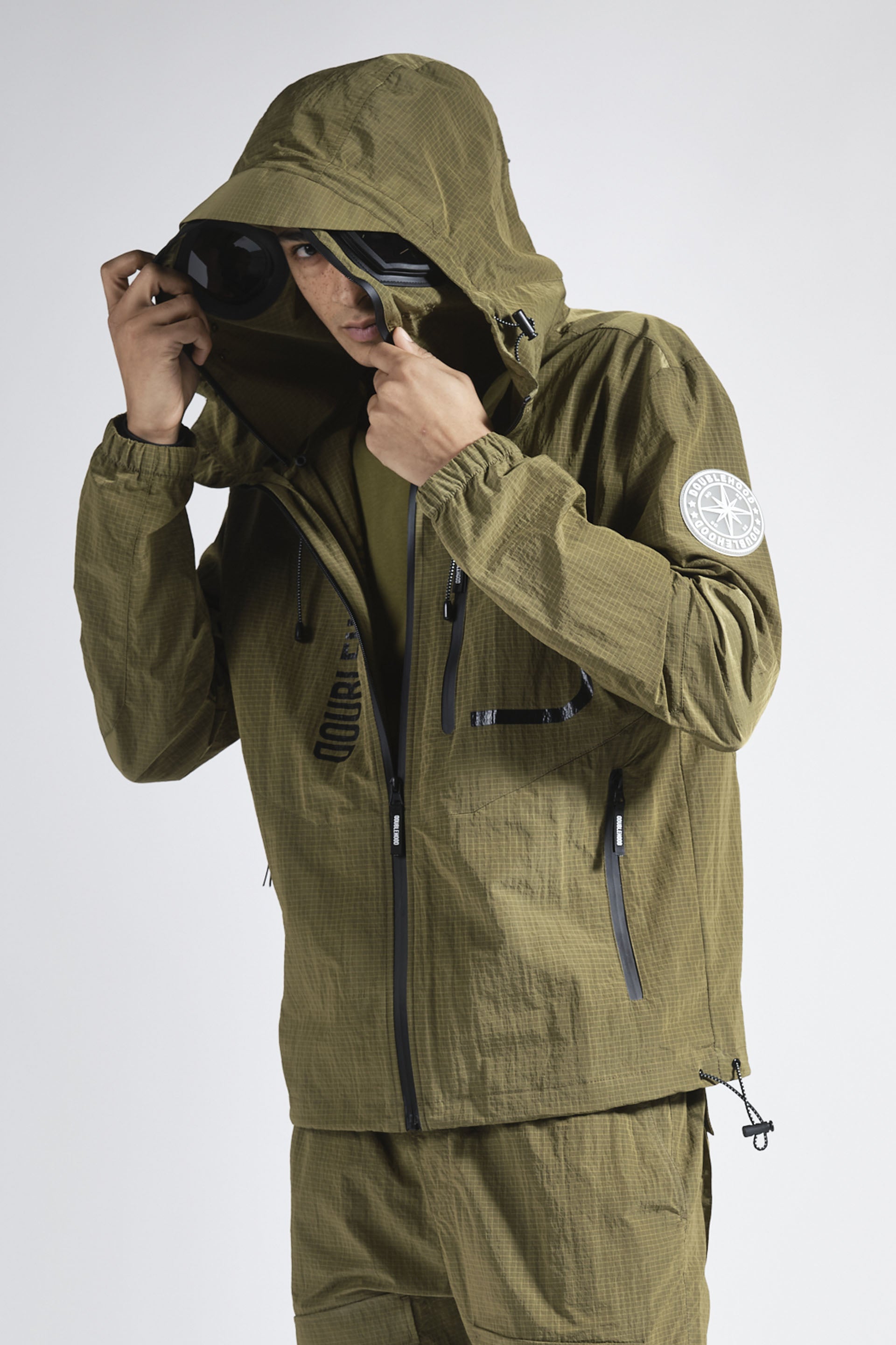 Veste zippée kaki homme DOUBLEHOOD