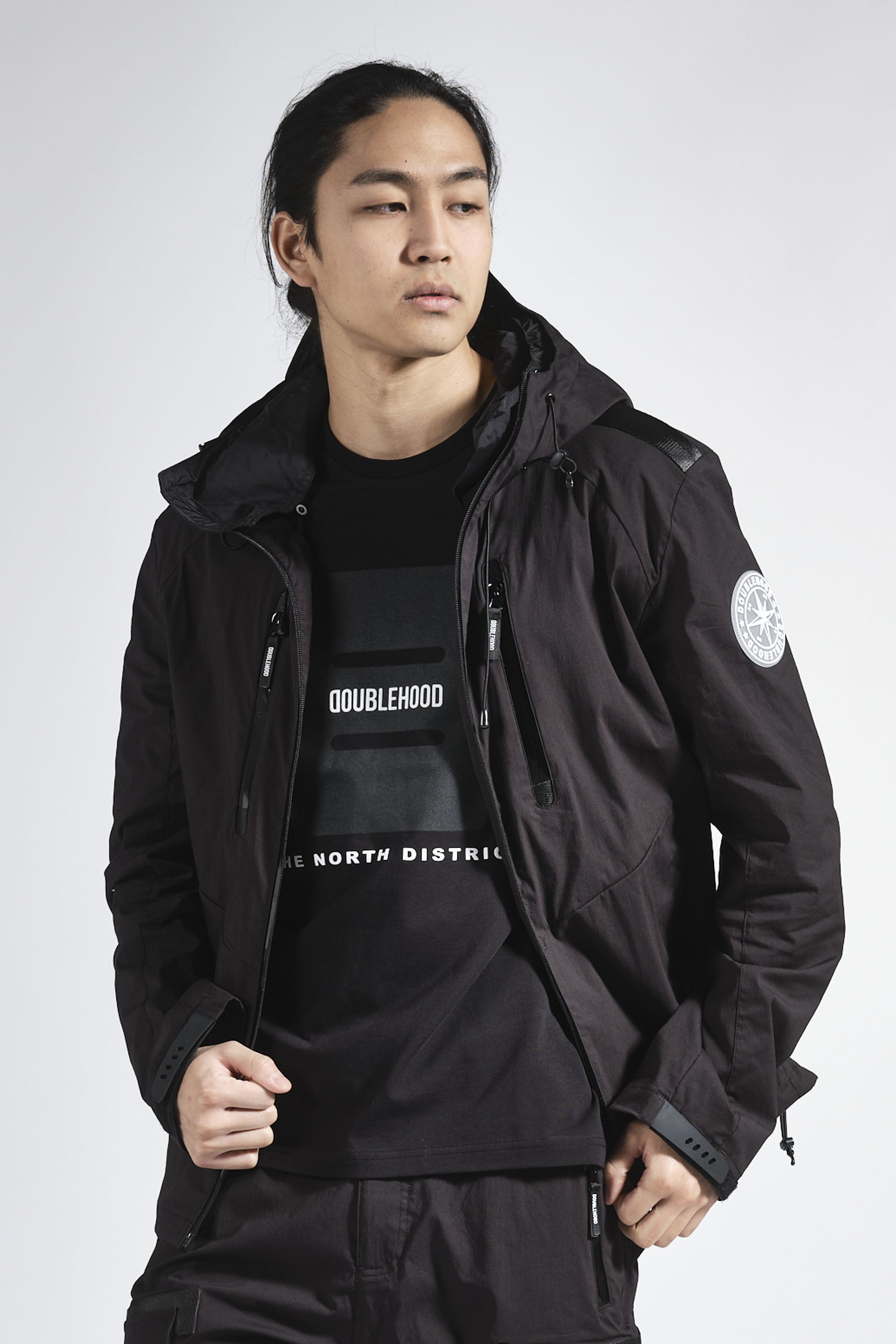 Veste zippée noir avec capuche DOUBLEHOOD