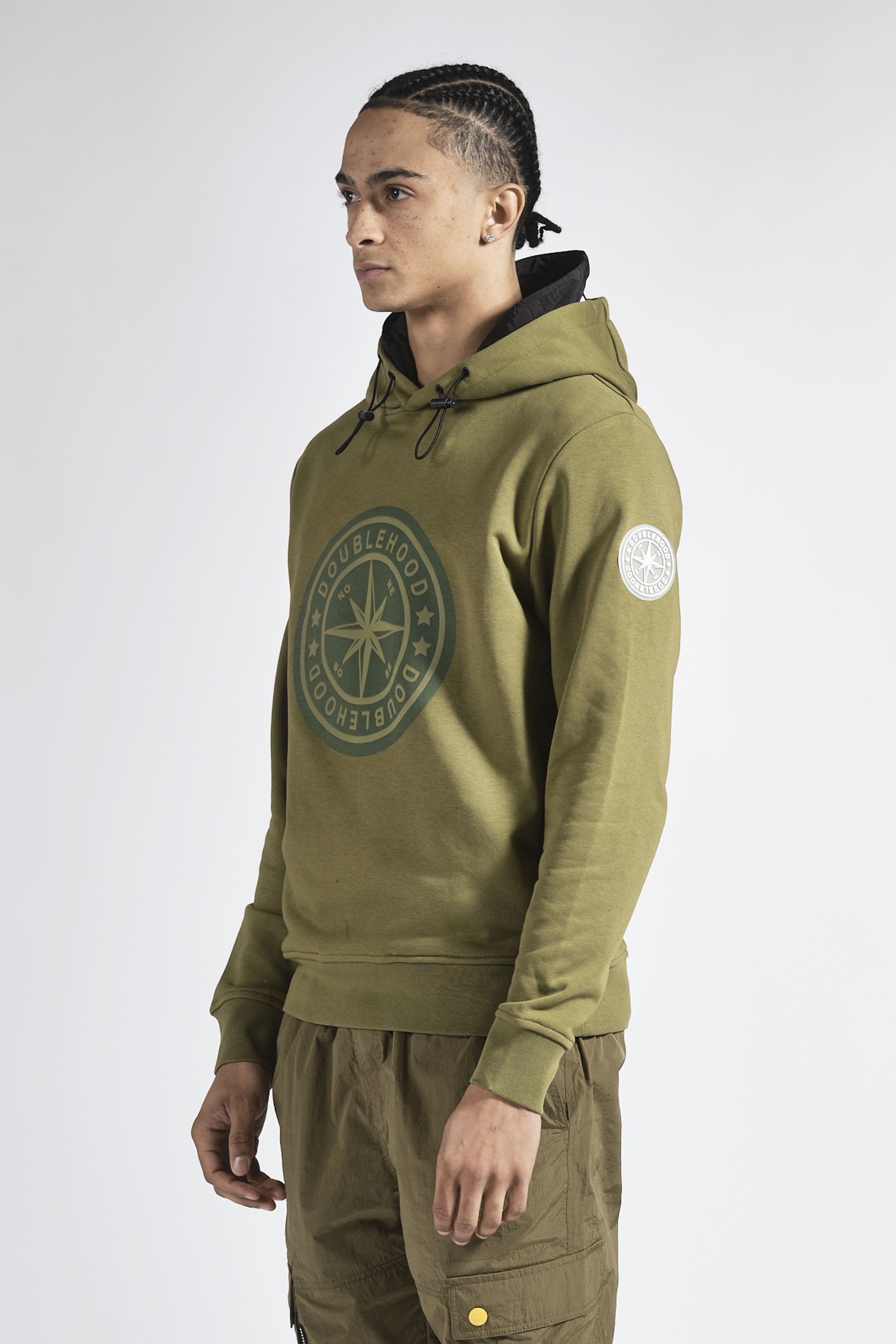 Pull à capuche homme kaki  Streetwear DOUBLEHOOD
