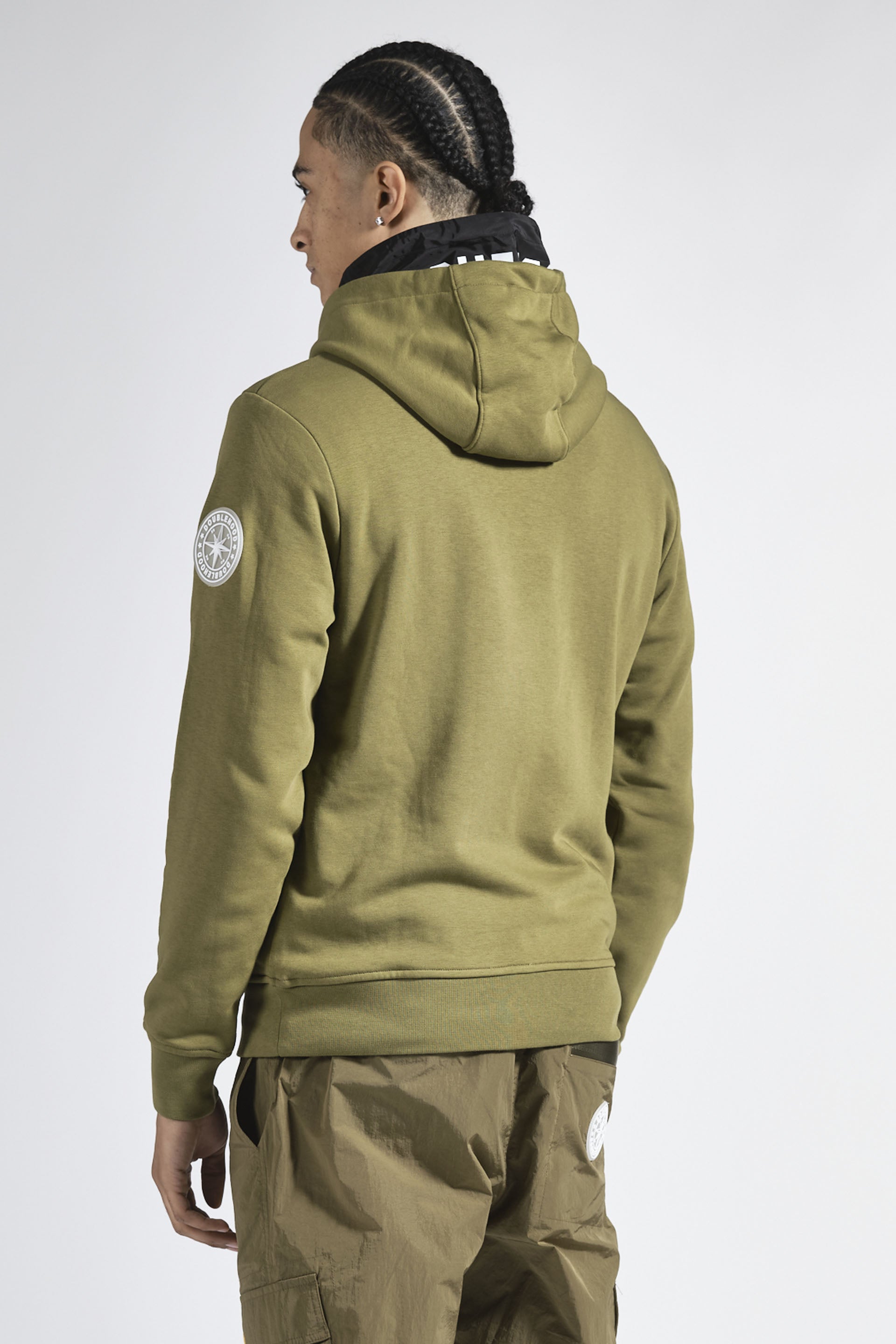 Pull à capuche homme kaki  Streetwear DOUBLEHOOD