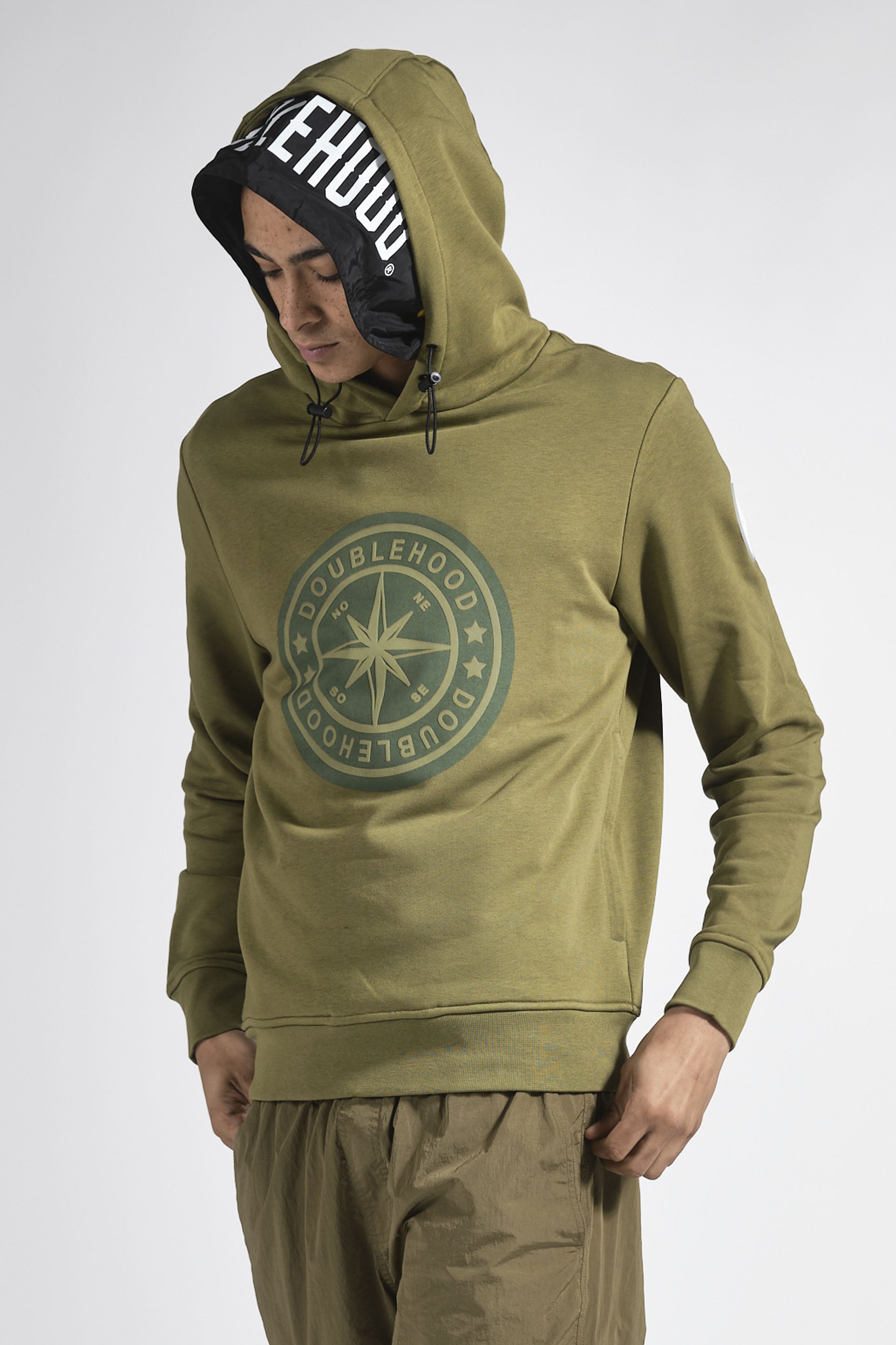 Pull à capuche homme kaki  Streetwear DOUBLEHOOD