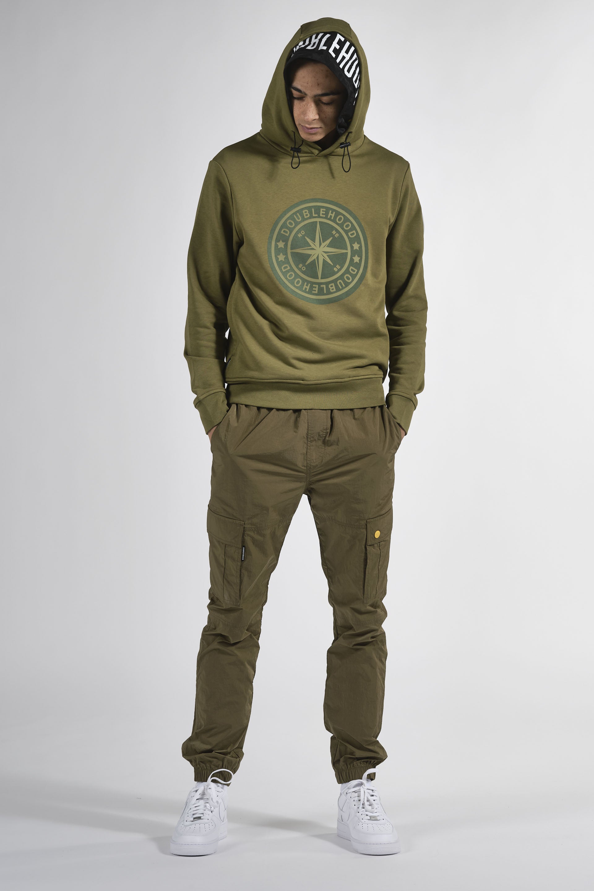 Pull à capuche homme kaki  Streetwear DOUBLEHOOD