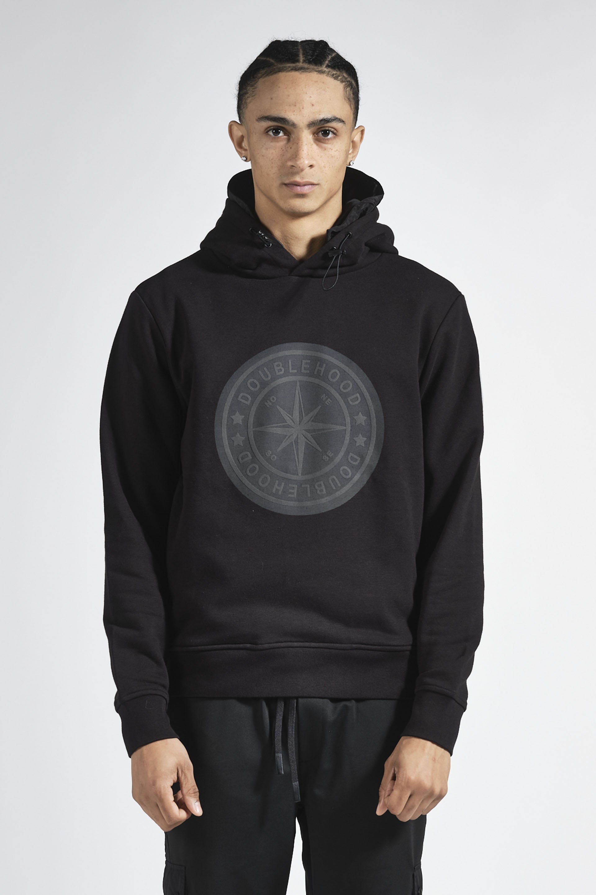 Pull à capuche homme noir Streetwear DOUBLEHOOD