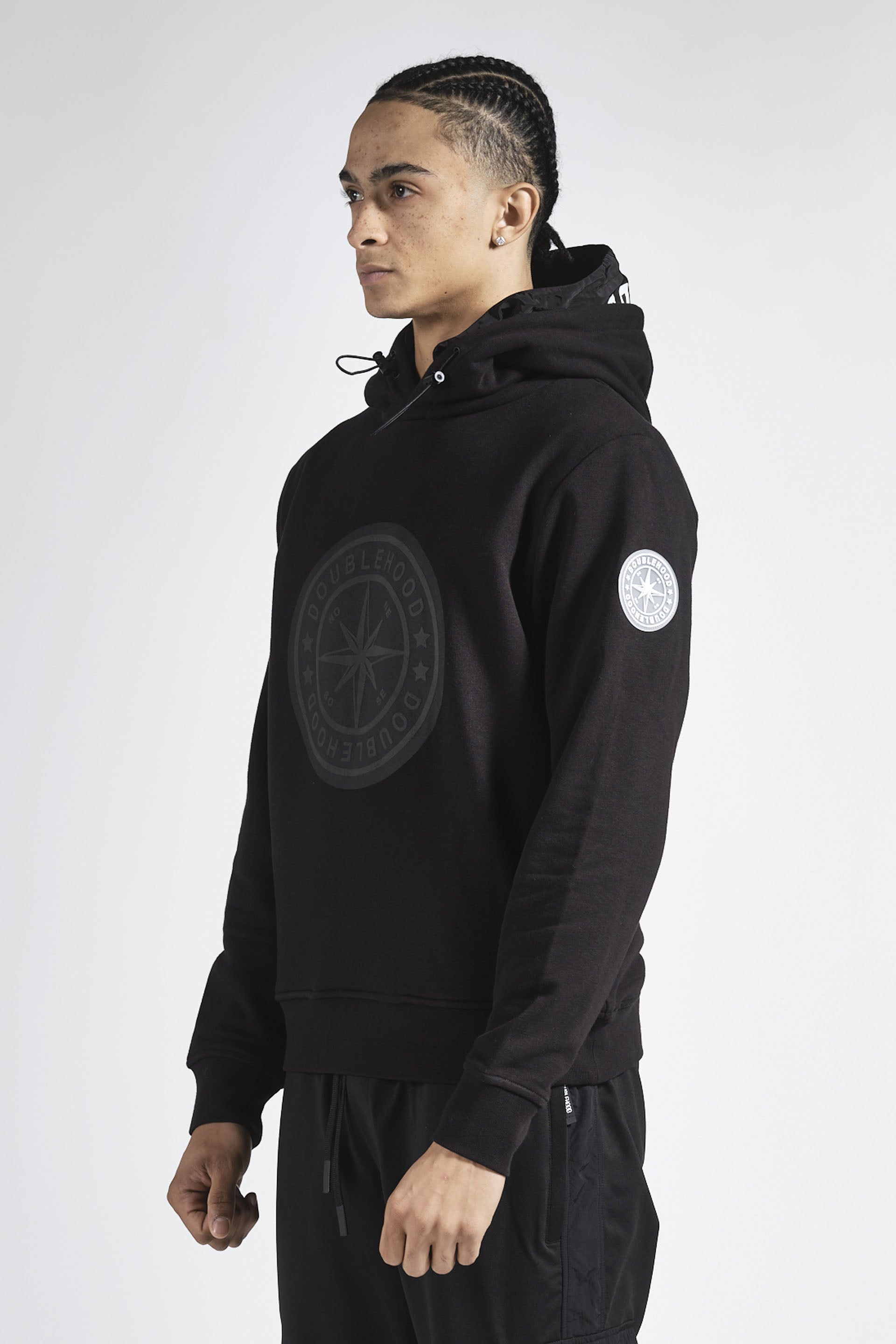 Pull à capuche homme noir Streetwear DOUBLEHOOD