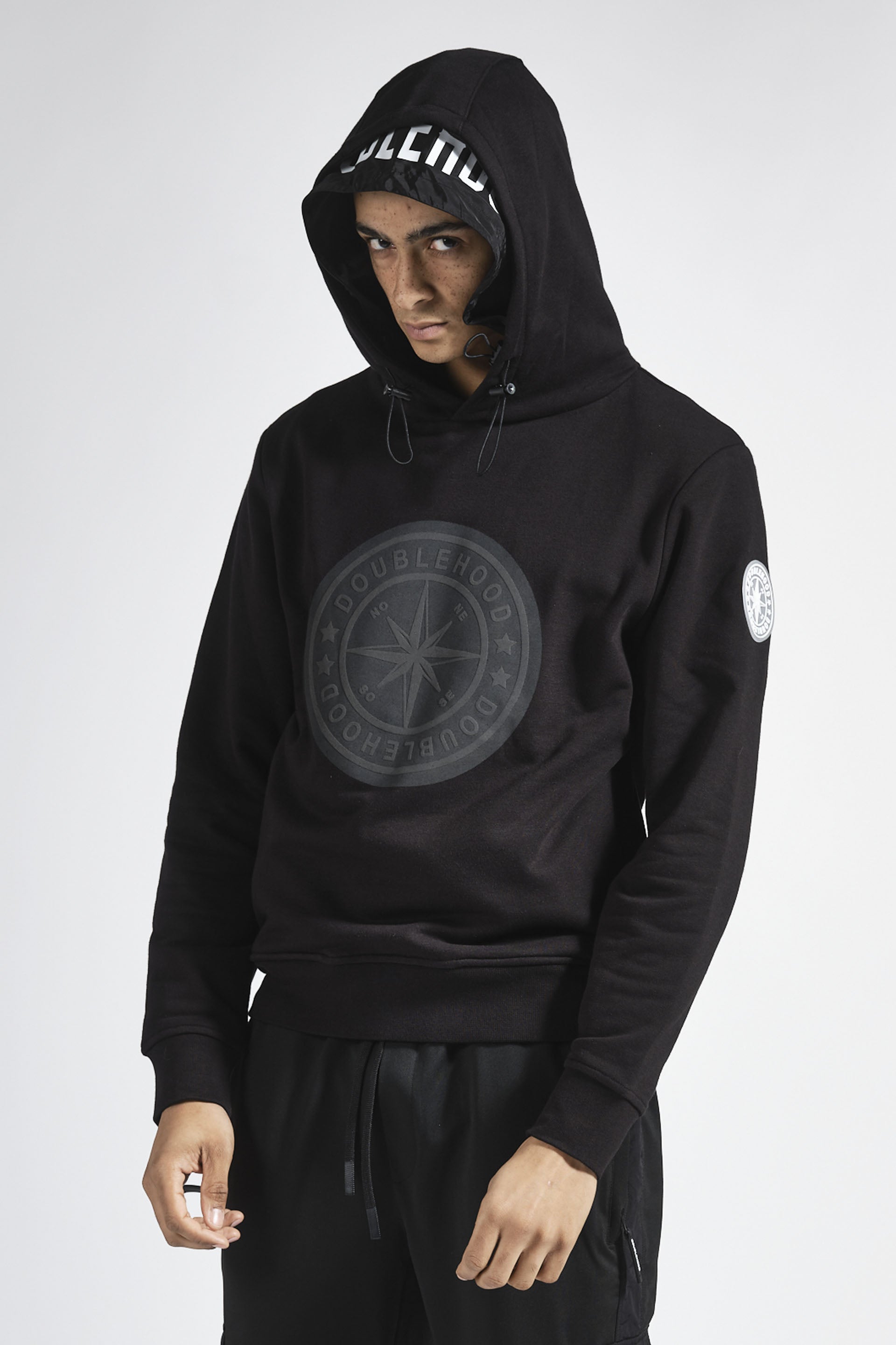 Pull à capuche homme noir Streetwear DOUBLEHOOD