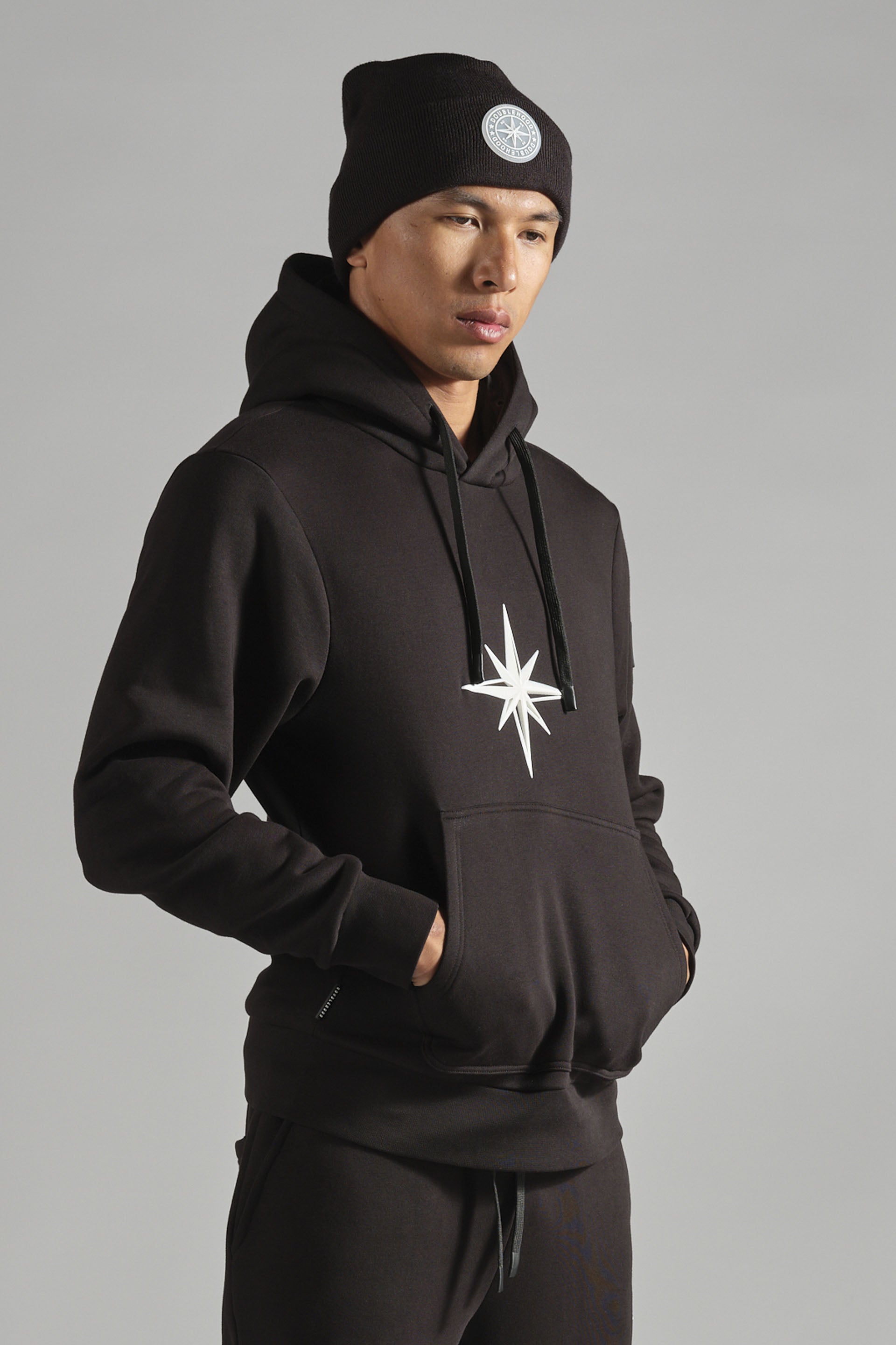 Pull à capuche homme streetwear noir DOUBLEHOOD