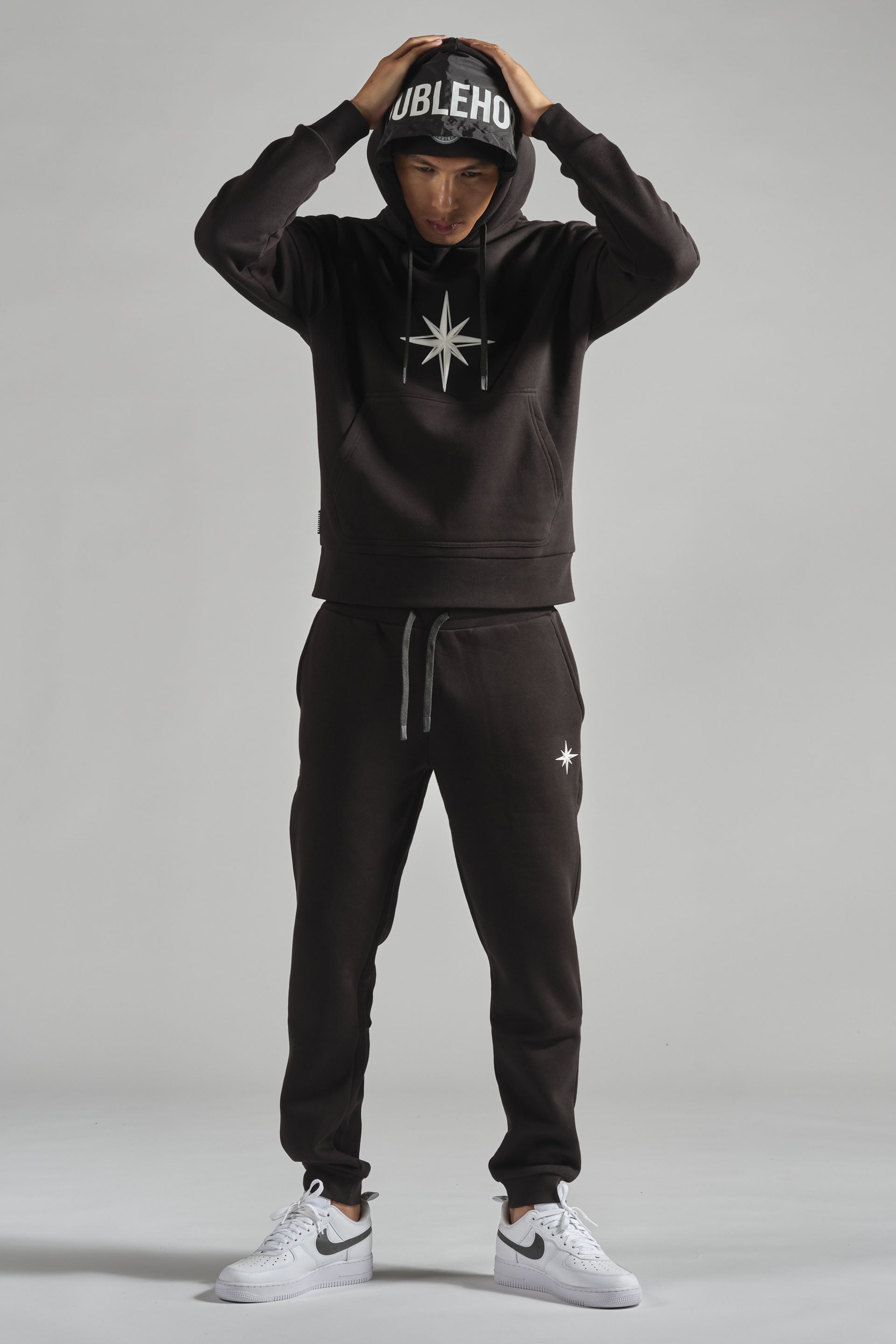 Pull à capuche homme streetwear noir DOUBLEHOOD