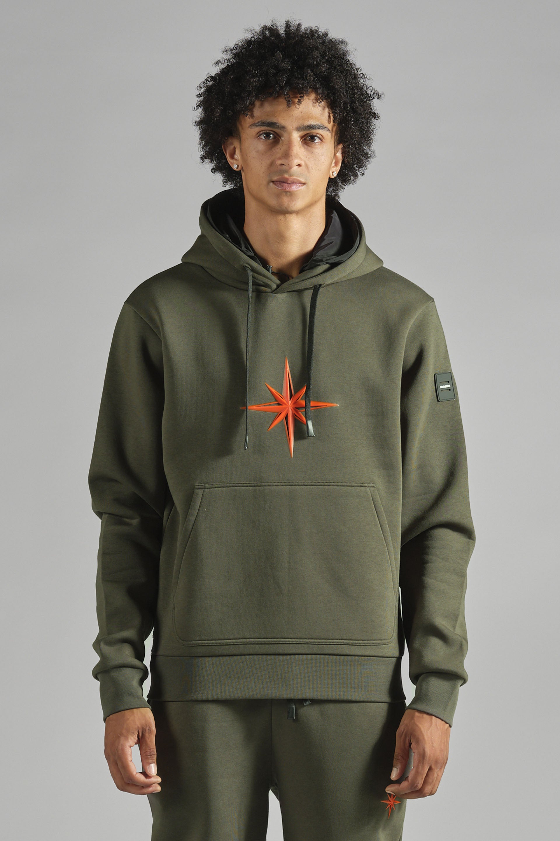 Pull à capuche homme streetwear kaki DOUBLEHOOD